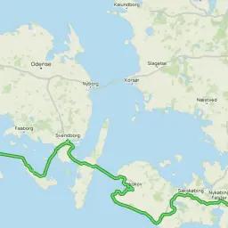 Trasa rowerowa EuroVelo 10 okrążająca Bałtyk, prowadząca przez Danię, od Flensburga przez Fionię i Zelandię do Kopenhagi.